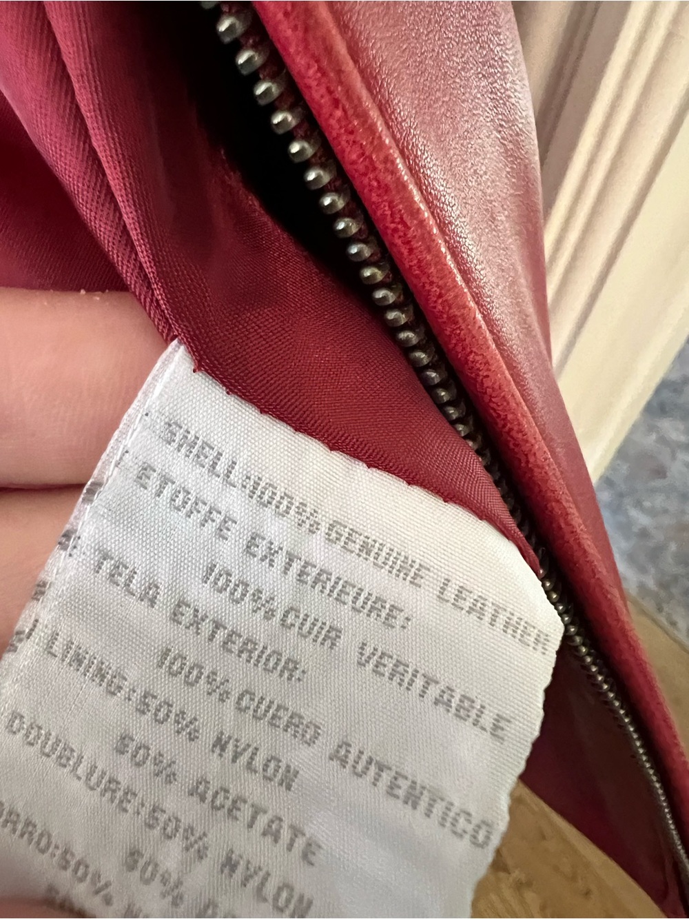 Liz Claiborne Red Leather Jacket Womens Small Petite - Picture 7 of 11